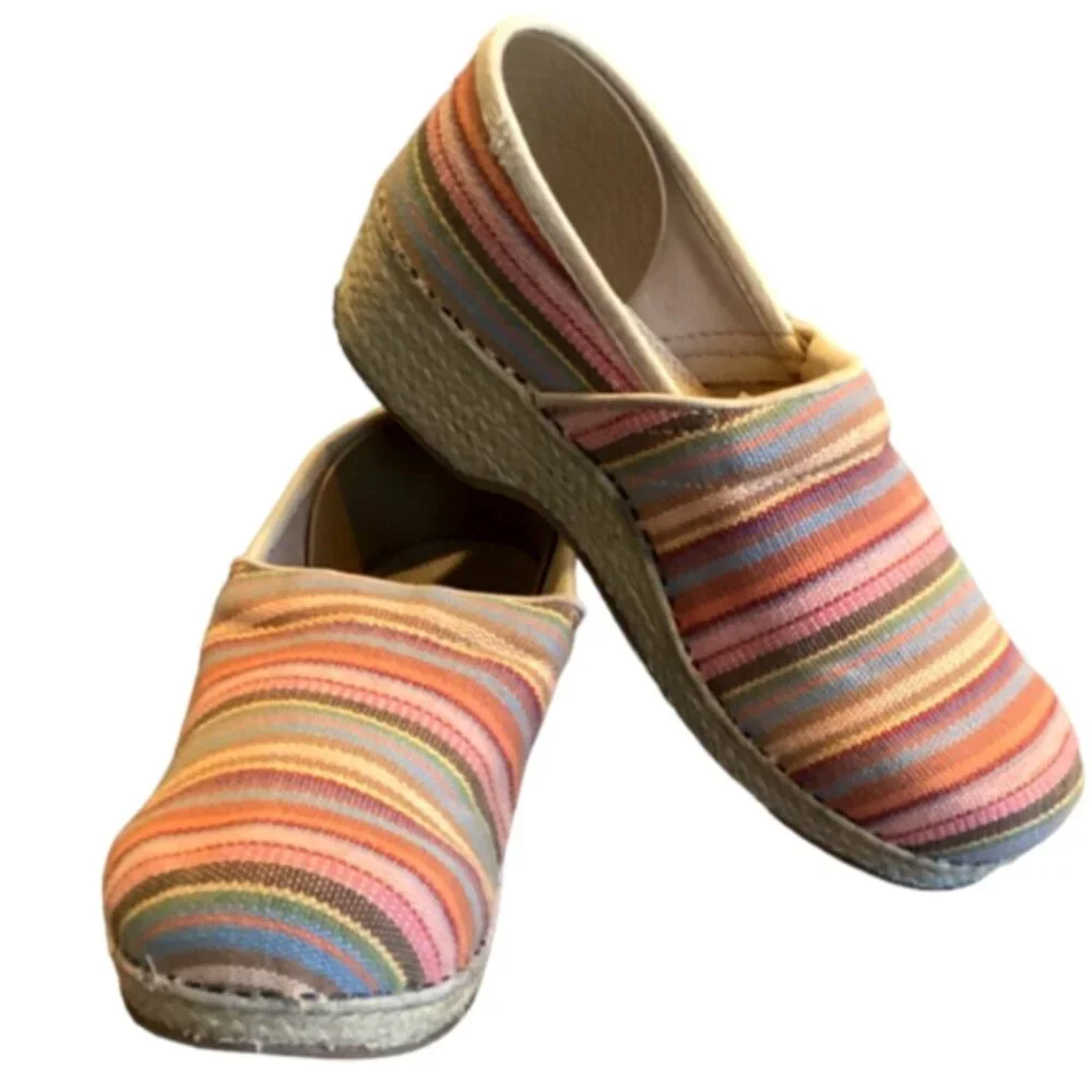 Dansko‎ Clogs Espadrille Comfort Shoe Striped Multi Sz 41 (US 10.5-11) 174K